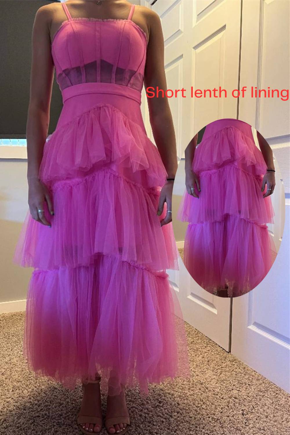 Princess Hot Pink Tiered Tulle Prom Dress FancyVestido Princess Hot Pink Tiered Tulle Prom Dress FancyVestido