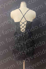Sequined Top Black Tight Homecoming Dress with Feather
