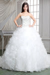 Princess Long Sweetheart A-line White Wedding Dress with Ruffles