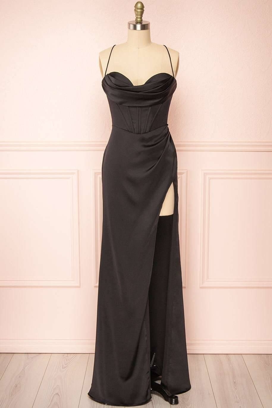 Lace-Up Burgundy Cowl Neck Ruched Long Party Dress FancyVestido Lace-Up Burgundy Cowl Neck Ruched Long Party Dress FancyVestido