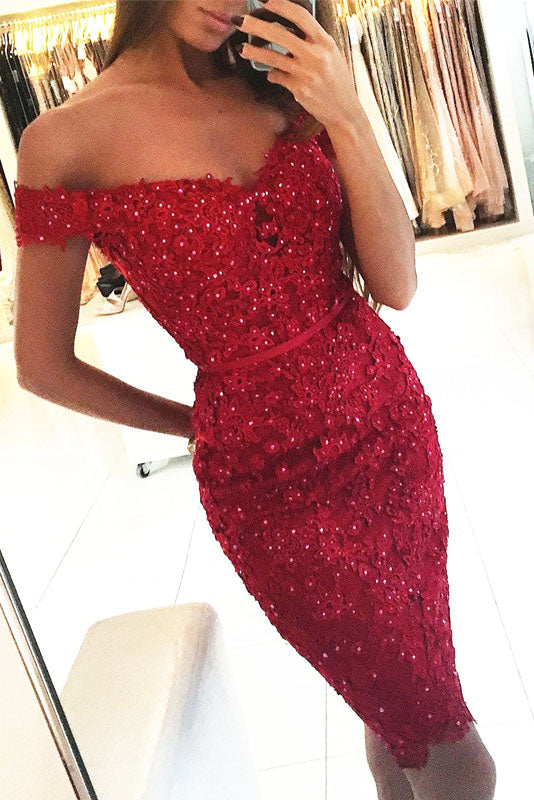 Red bodycon shop prom dress