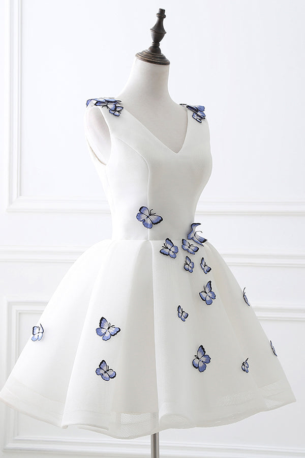 Butterfly Appliques Short Homecoming Dress FancyVestido Butterfly Appliques Short Homecoming Dress FancyVestido