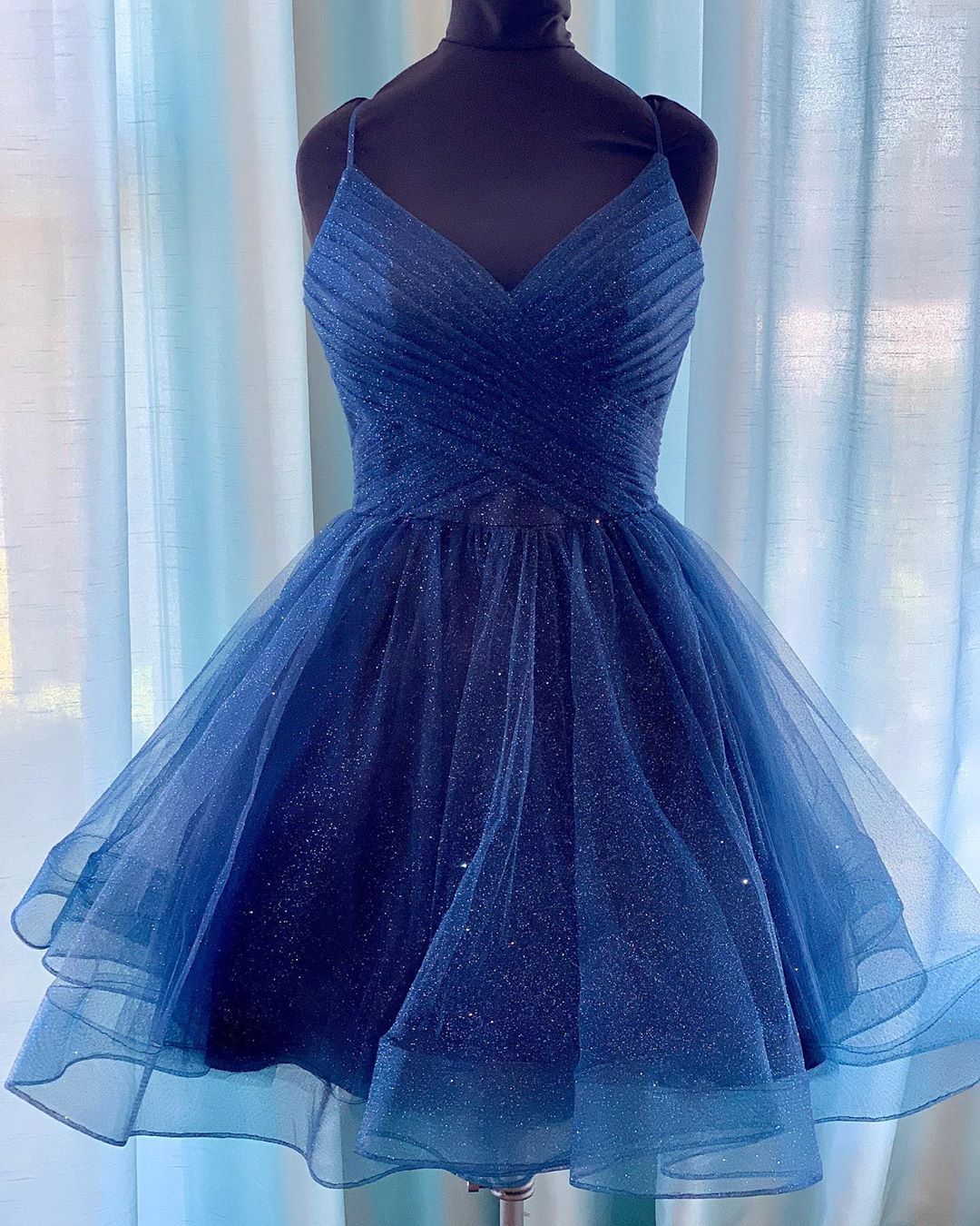 Cute Sparkle Navy Blue Homecoming Dress FancyVestido Cute Sparkle Navy Blue Homecoming Dress FancyVestido