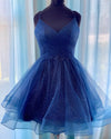 Cute Sparkle Navy Blue Homecoming Dress