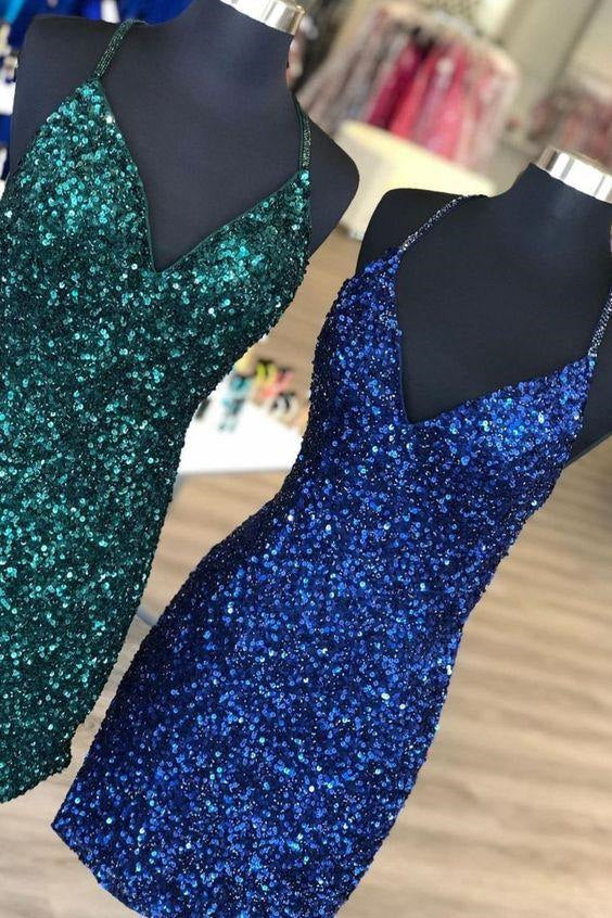 Tight Sequins Royal Blue Homecoming Dress FancyVestido Tight Sequins Royal Blue Homecoming Dress FancyVestido