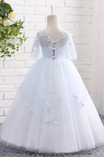 Ball Gown Half Sleeve Flower Girl Dress