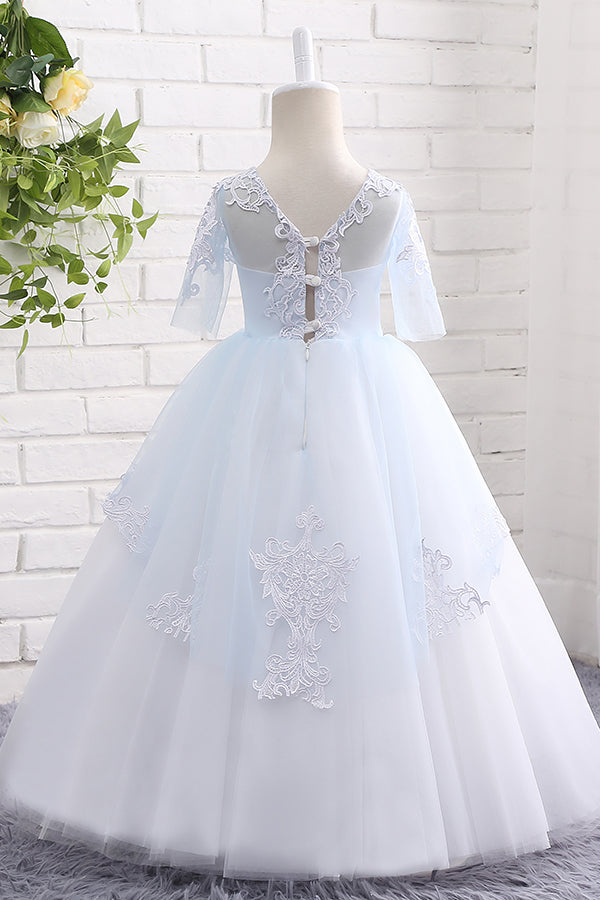 Ball Gown Half Sleeve Flower Girl Dress