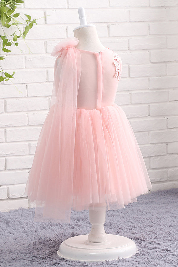 Pink Appliques Flower girl Dress