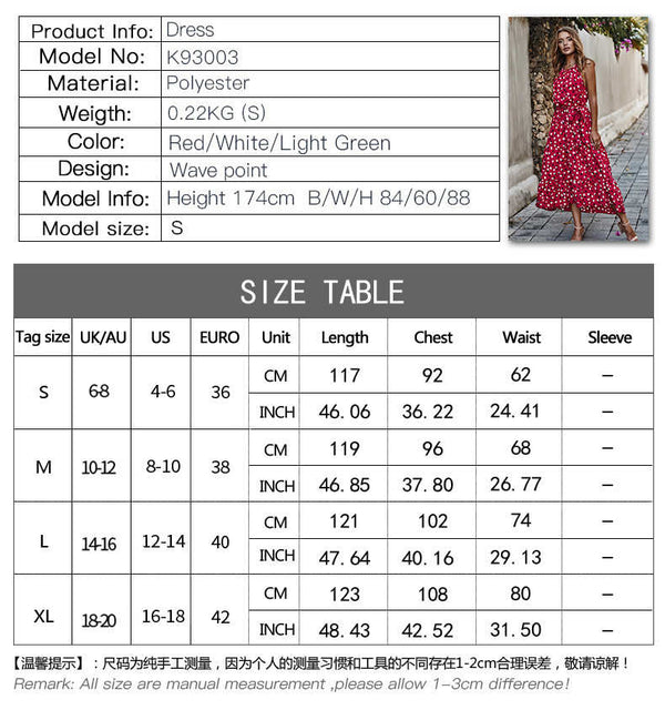 Boho Pink Halter Polka Dot Long Summer Dress