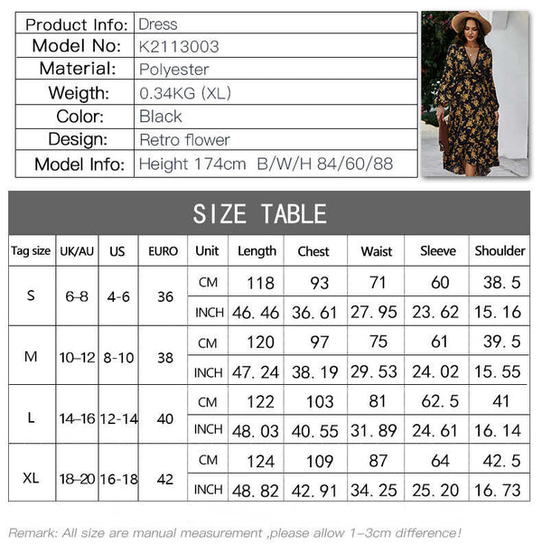 Boho Floral Long Summer Dress with Sleeves