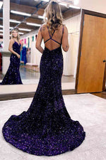 Mermaid Sequine Long Prom Dress with Double Straps