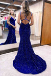 Mermaid Sequine Long Prom Dress with Double Straps