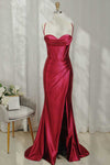 Lace-Up Burgundy Cowl Neck Ruched Long Party Dress