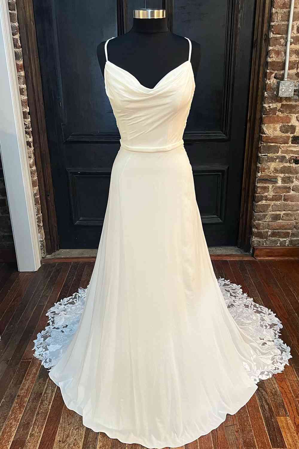 chinese dress ladies Cutout Lace Back White Straps Long Wedding Dress – FancyVestido