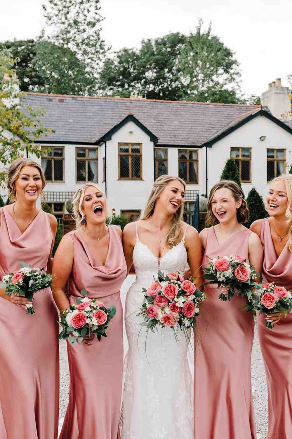 Blush Pink Cowl Neck Floor Length Bridesmaid Dress FancyVestido Blush Pink Cowl Neck Floor Length Bridesmaid Dress FancyVestido