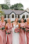 Blush Pink Cowl Neck Floor Length Bridesmaid Dress