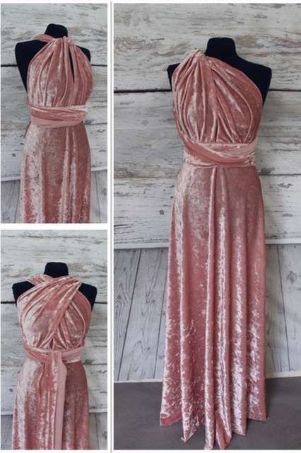 Blush Pink Velvet Infinity Convertible Bridesmaid Dress FancyVestido Blush Pink Velvet Infinity Convertible Bridesmaid Dress FancyVestido