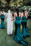 Strapless Green Mermaid Long Bridesmaid Dress