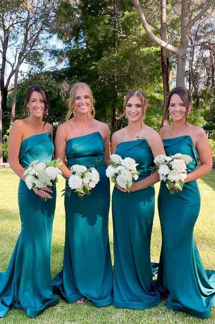 Strapless Green Mermaid Long Bridesmaid Dress FancyVestido Strapless Green Mermaid Long Bridesmaid Dress FancyVestido