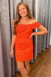Orange One-Shoulder Sequins Mini Homecoming Dress