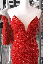 Tight Strapless Red Sequins Short Party Dress