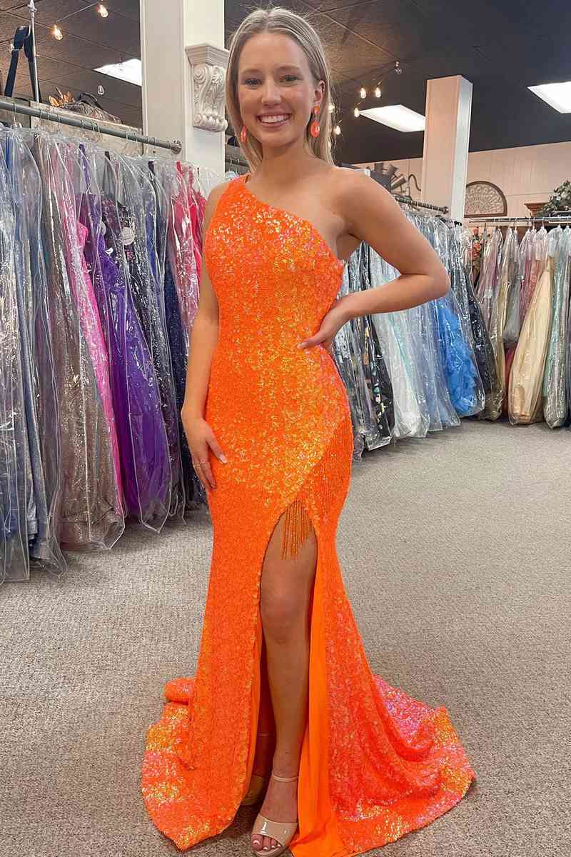 Cutout Back OrangeTassel Long Formal Dress with Slit