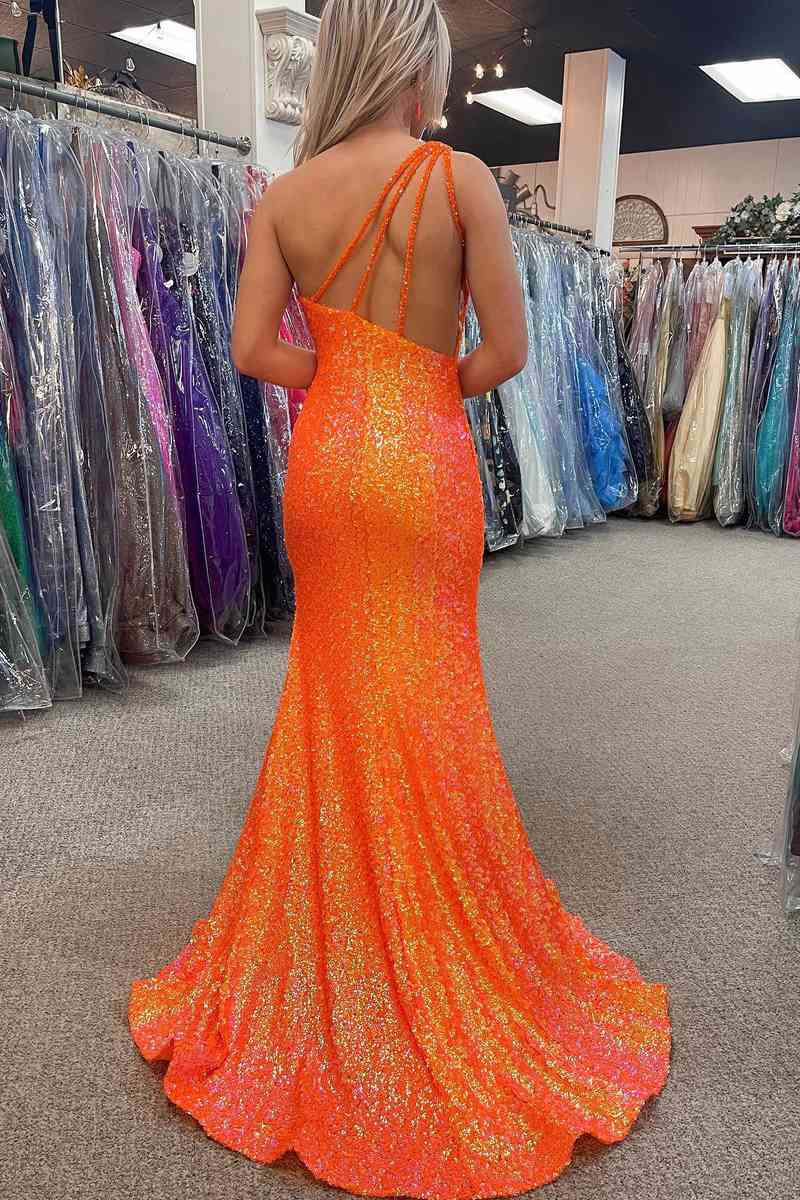 Cutout Back OrangeTassel Long Formal Dress with Slit