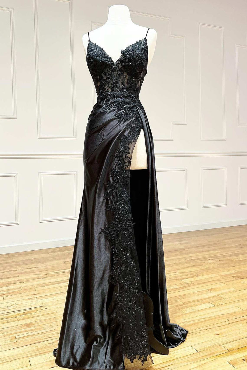 Straps-Black-Corset-Lace-Long-Prom-Dress