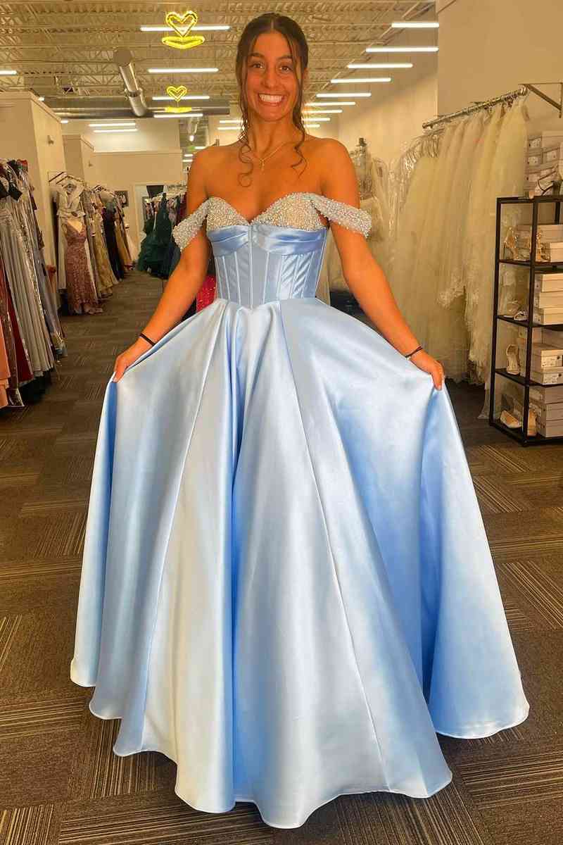 Beading Spandex Off The Shoulder Prom Dress
