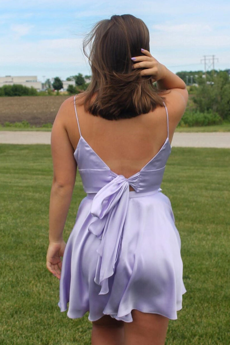Two Piece Red Homecoming Dress with Tie Back