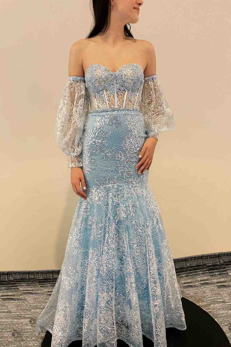 Peach Sweetheart Sheer Lace Corset Mermaid Prom Dress – FancyVestido