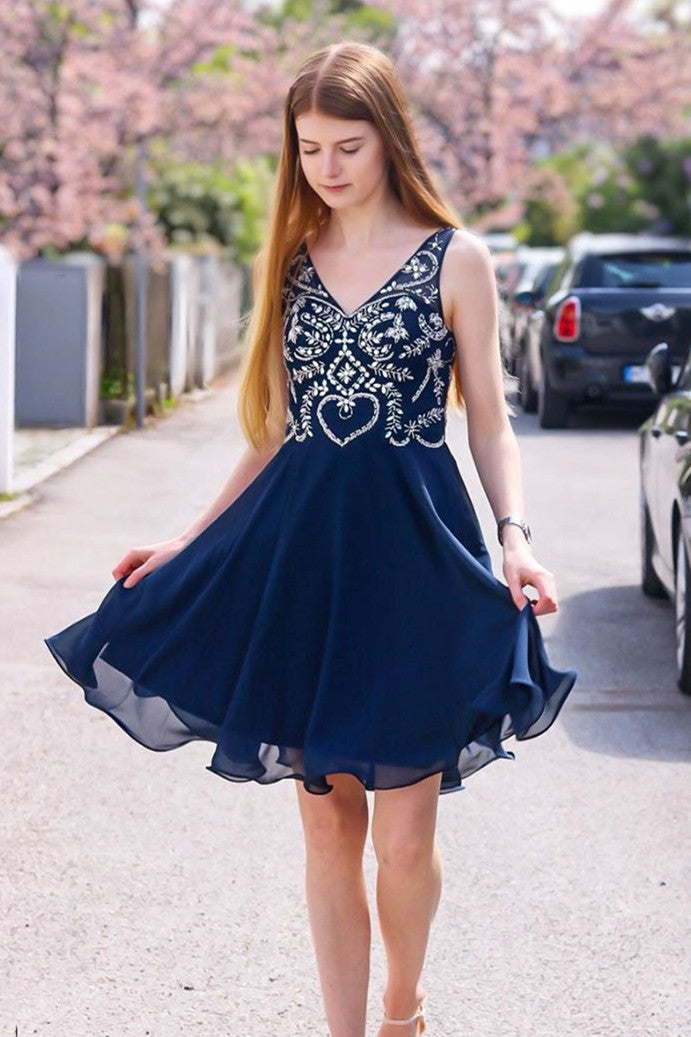 Navy Blue Homecoming Dress