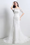Princess Off Shoulder Mermaid White Wedding Dress with Lace