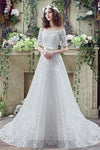 Princess Long Off Shoulder White Wedding Dress