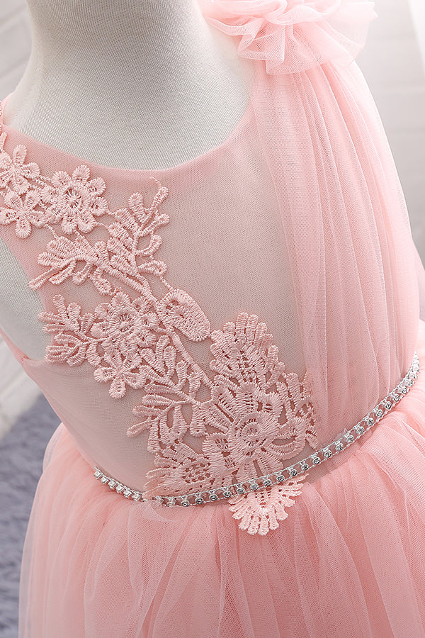 Pink Appliques Flower girl Dress