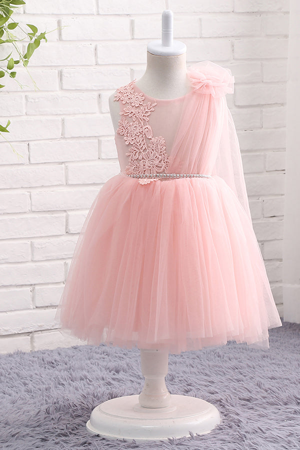 Pink Appliques Flower girl Dress