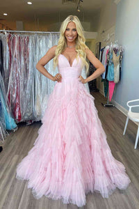 tiered ruffle prom dress Stacees 2026 A-line Spaghetti Strap Blue Floral Print with Slit textured look tiered ruffle prom dress Nox