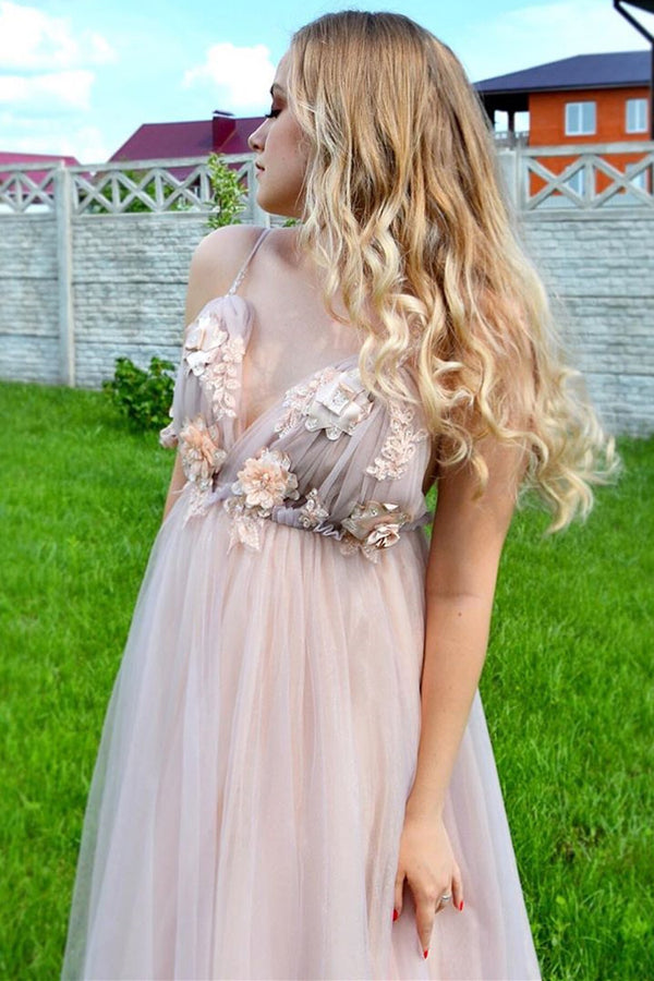 Ethereal Pastel Pink A-Line Dress featuring 3D Floral Lace
