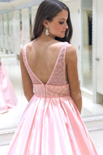 Eleagnt Pink Long Prom Dress with Pockets