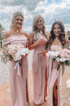 Mermaid Pink Long Mismatched Bridesmaid Dresses