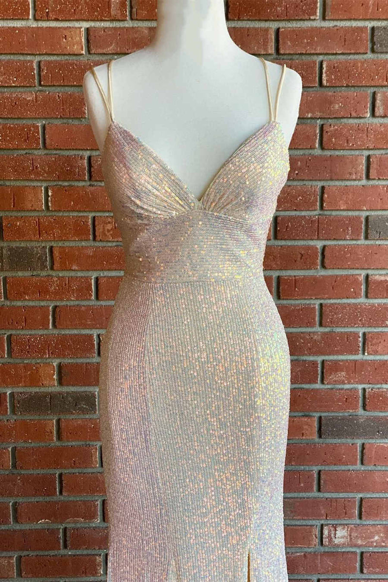 Stunning Straps Sequined Mermaid Long Prom Dress