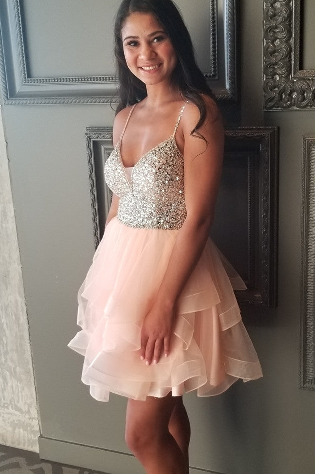 Princess Short Pink Homecoming Dress with Silver Top FancyVestido Princess Short Pink Homecoming Dress with Silver Top FancyVestido