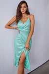 Stunning Backless Mint Green Sequins Party Dress with Slit