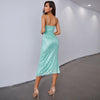 Stunning Backless Mint Green Sequins Party Dress with Slit