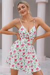 Vintage Floral Print Backless Women Summer Dress