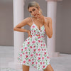Vintage Floral Print Backless Women Summer Dress