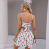 Vintage Floral Print Backless Women Summer Dress