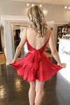 Two Piece Red Homecoming Dress with Tie Back
