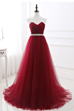 Burgundy Ruffled Long Prom Evening Dress