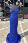 Mermaid Strapless Sweetheart Beaded Grid Long Prom Dress